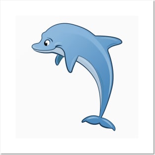 Cute Blue Dolphin Posters and Art